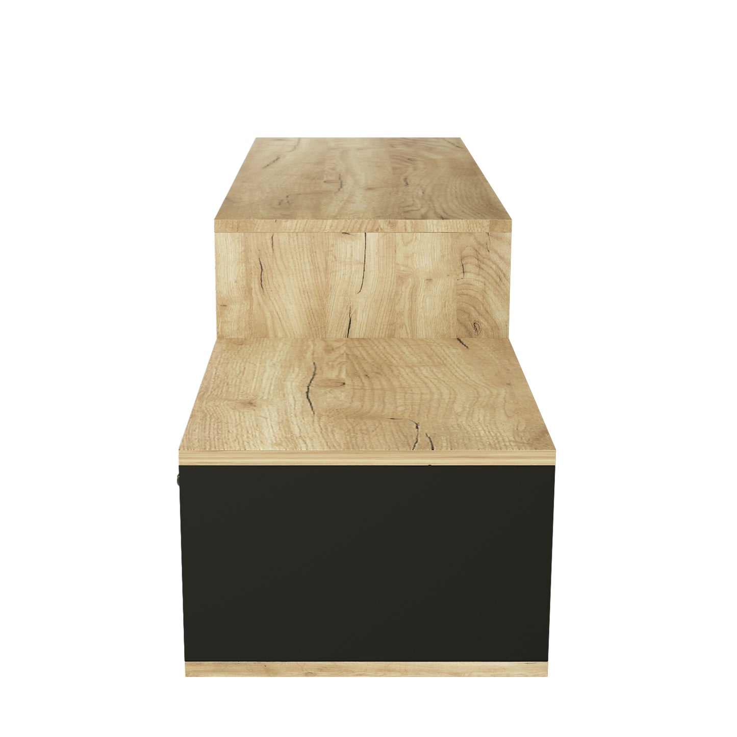 Contemporary Rustic Modern TV Stand for Entertainment Room - Black+Brown_9