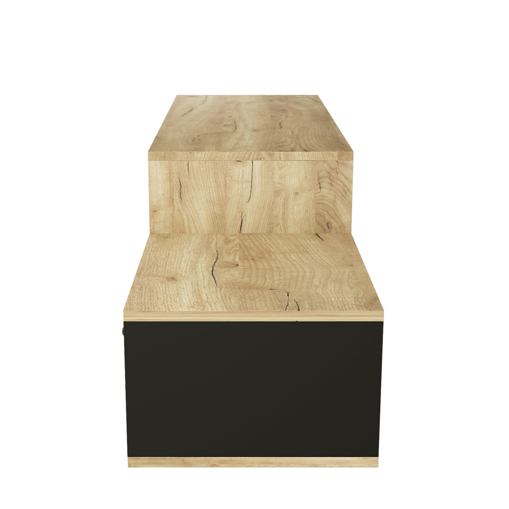 Contemporary Rustic Modern TV Stand for Entertainment Room - Black+Brown_9