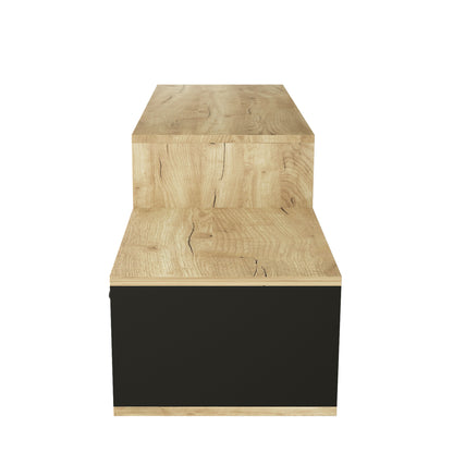 Contemporary Rustic Modern TV Stand for Entertainment Room - Black+Brown_9