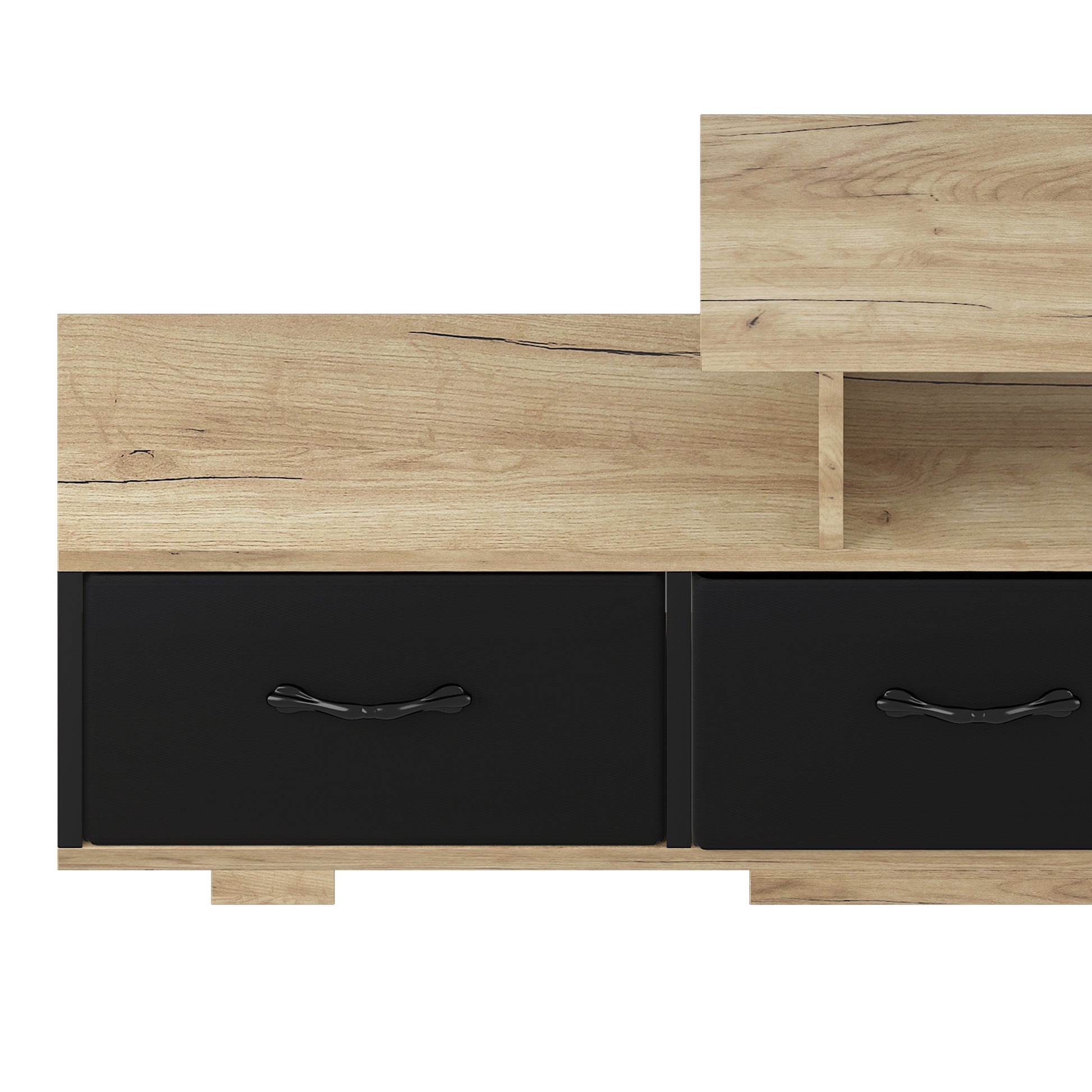 Contemporary Rustic Modern TV Stand for Entertainment Room - Black+Brown_13