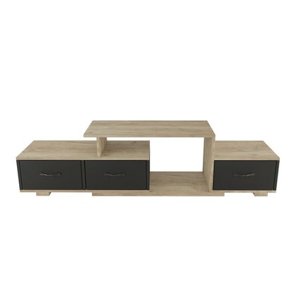 Contemporary Rustic Modern TV Stand for Entertainment Room - Black+Brown_7