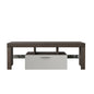 Easy and Quick Assembly Modern TV Stand with Toughened Glass Shelf- Brown+White_5