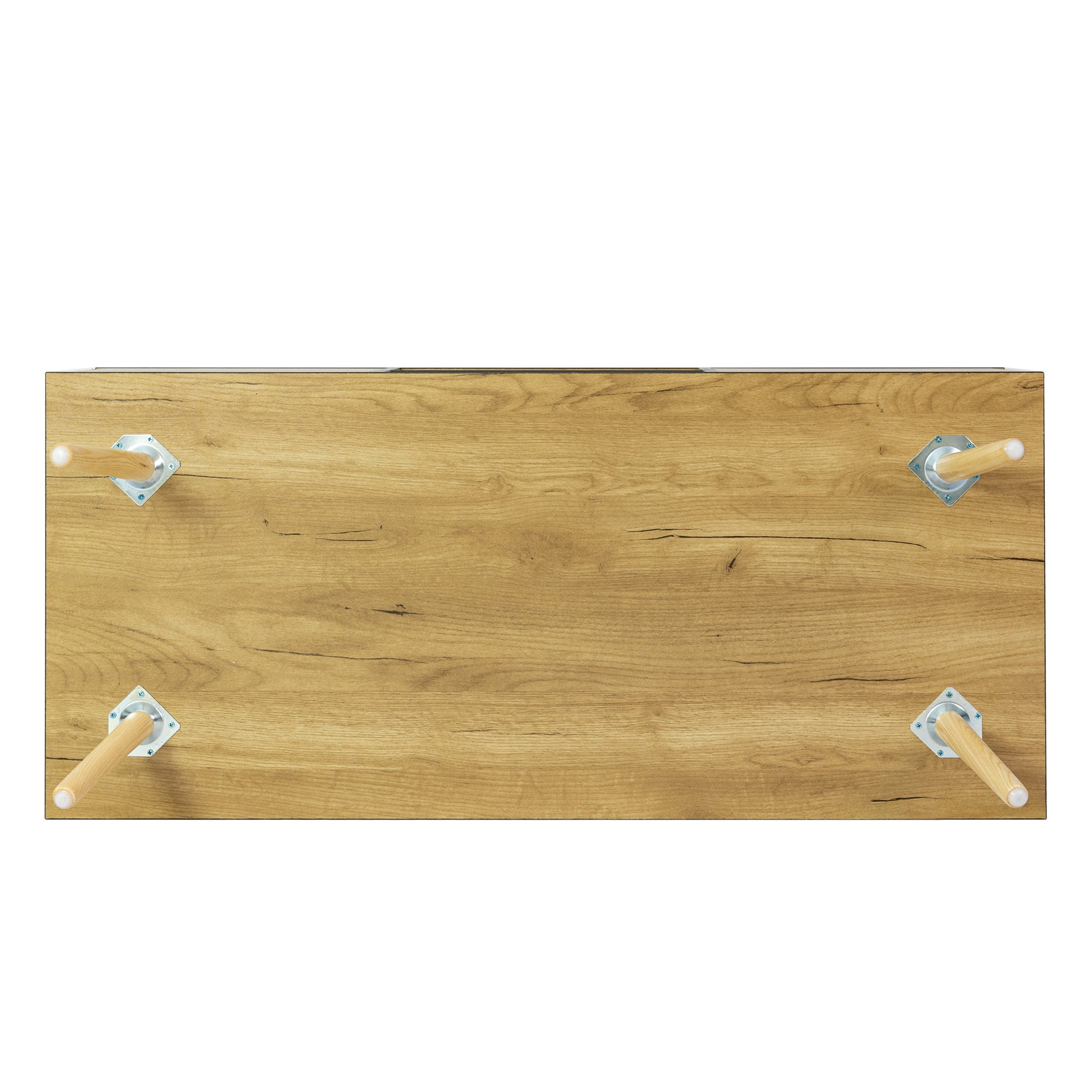 Coffee Table with Solid Wood Legs Support and Big Storage Space- Black+Brown_15