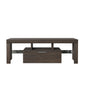 Easy and Quick Assembly Modern TV Stand with Toughened Glass Shelf- Brown_6