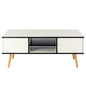 Coffee Table with Solid Wood Legs Support and Big Storage Space- White_3