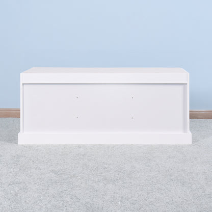 2 Doors 2 Cabinets Wooden Entryway Shoe Cabinet Storage Bench with White Cushion_6