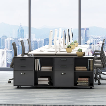 Small Rolling Portable Wooden Drawer File Cabinet with Safety Lock- Dark Gray_2
