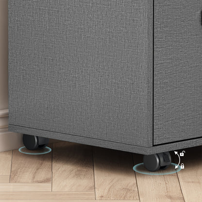 Small Rolling Portable Wooden Drawer File Cabinet with Safety Lock- Dark Gray_13
