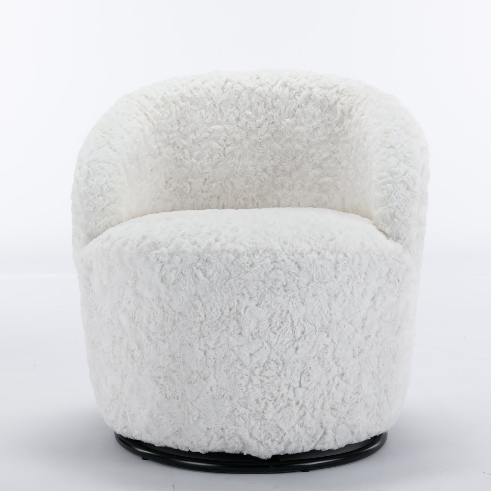 Compact Modern Velvet Fabric Swivel Accent Barrel Chair With Black Powder Coating- Gray_2