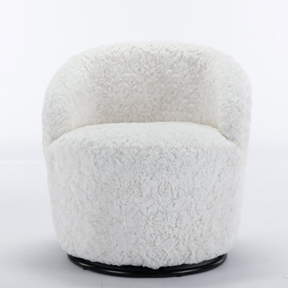 Compact Modern Velvet Fabric Swivel Accent Barrel Chair With Black Powder Coating- Gray_2