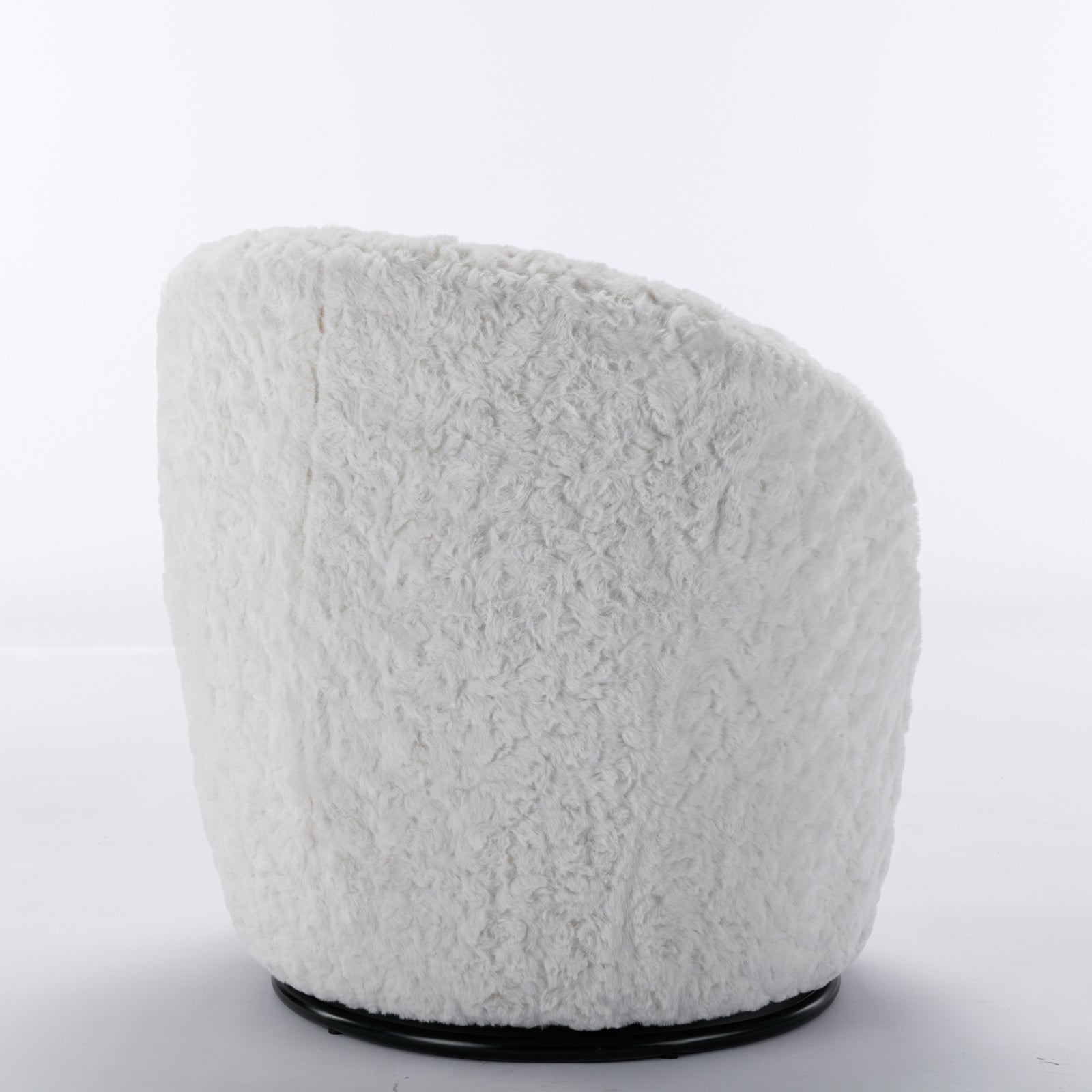 Compact Modern Velvet Fabric Swivel Accent Barrel Chair With Black Powder Coating- Gray_6