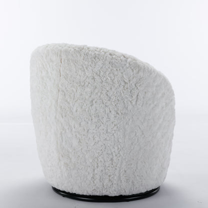 Compact Modern Velvet Fabric Swivel Accent Barrel Chair With Black Powder Coating- Gray_6