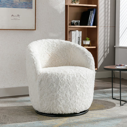 Compact Modern Velvet Fabric Swivel Accent Barrel Chair With Black Powder Coating- Gray_1