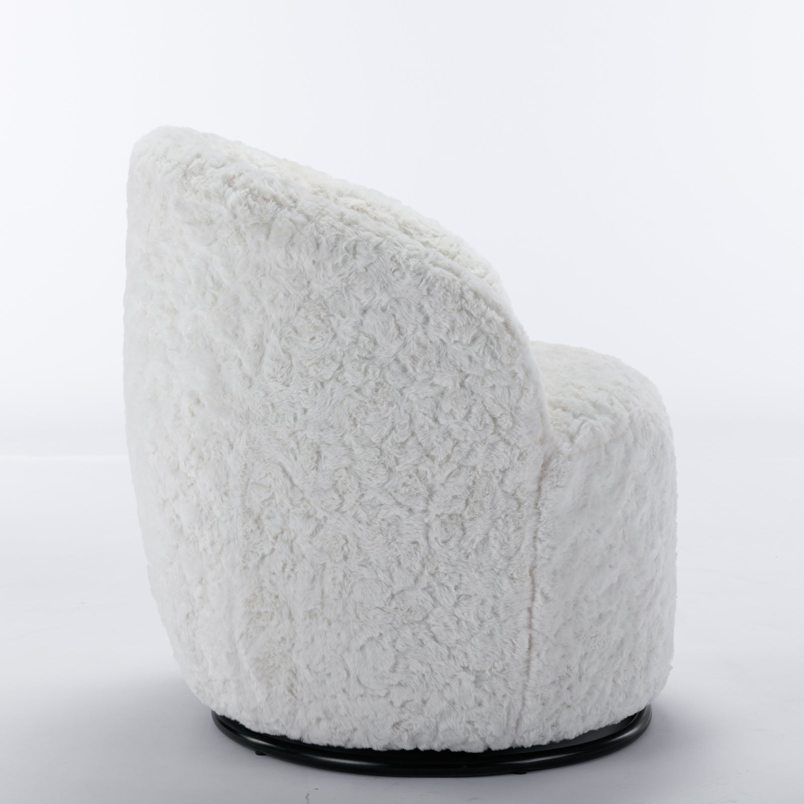 Compact Modern Velvet Fabric Swivel Accent Barrel Chair With Black Powder Coating- Gray_5