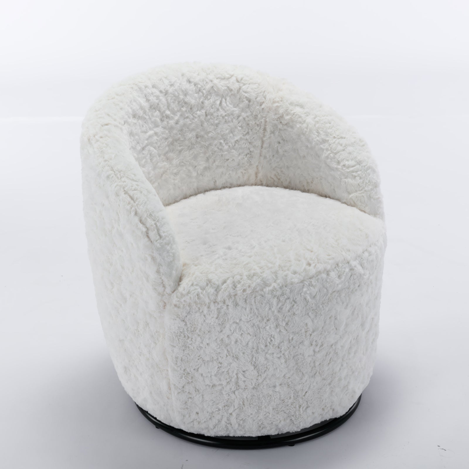 Compact Modern Velvet Fabric Swivel Accent Barrel Chair With Black Powder Coating- Gray_4