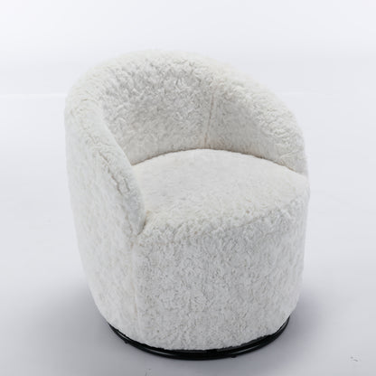 Compact Modern Velvet Fabric Swivel Accent Barrel Chair With Black Powder Coating- Gray_4