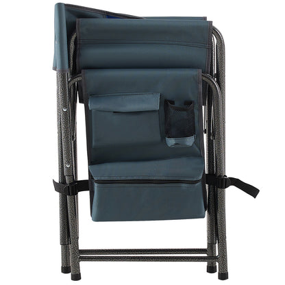 2pcs Padded Folding Outdoor Chair with Pockets Oversized Directors Chair- Blue+Grey_13