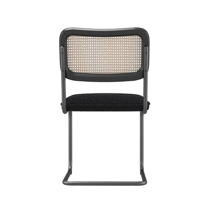 Set of 2 Teddy Velvet Dining Chair with High-Density Sponge Rattan Chair- Black_10