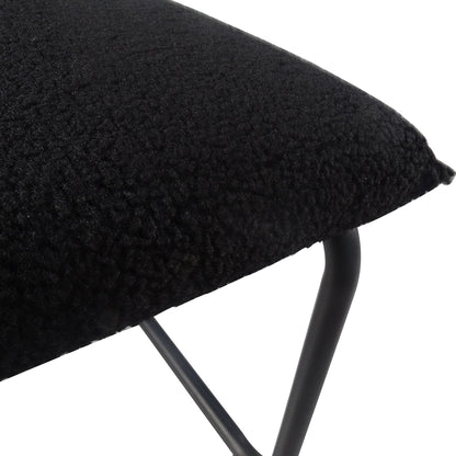 Set of 2 Teddy Velvet Dining Chair with High-Density Sponge Rattan Chair- Black_14