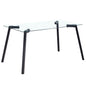 Modern Minimalist Rectangular Tempered Glass Dining Table with Black Metal Legs_7