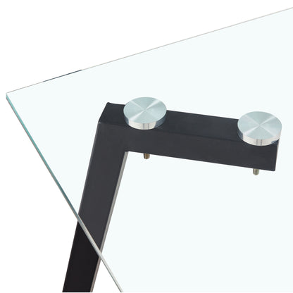 Modern Minimalist Rectangular Tempered Glass Dining Table with Black Metal Legs_11