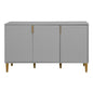 3 Carved Doors Freestanding Sideboard Cabinet Space Organizer- Gray_2