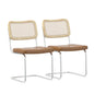Set of 2 PU Leather Dining Chair with High-Density Sponge Rattan Chair- Brown_3