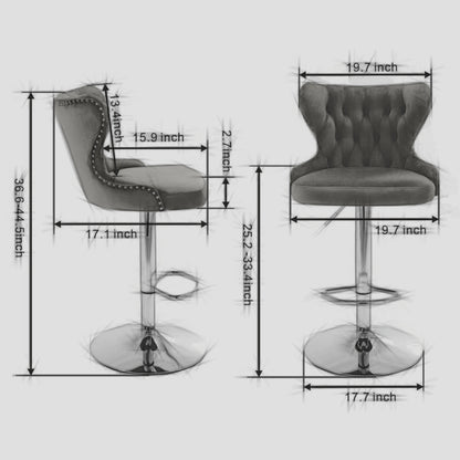 Set of 2 Modern Upholstered Tufted Velvet Armless Bar Stools with Chrome Details- Olive Green_7