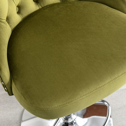 Set of 2 Modern Upholstered Tufted Velvet Armless Bar Stools with Chrome Details- Olive Green_11
