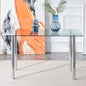 Modern Minimalist Rectangular Tempered Glass Desktop with Silver Metal Legs_3