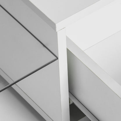 Easy Assembly High Glossy Front TV Stand with Storage Drawers and LED Light - White_10