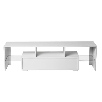 Easy Assembly High Glossy Front TV Stand with Storage Drawers and LED Light - White_17