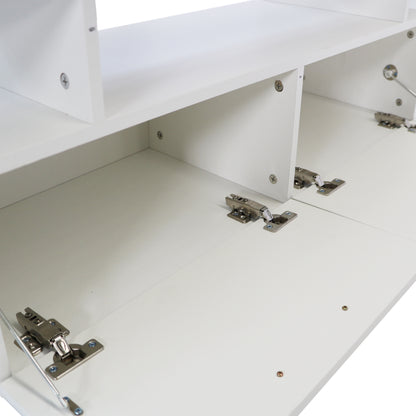 Easy Assembly High Glossy Front TV Stand with Storage Drawers and LED Light - White_15