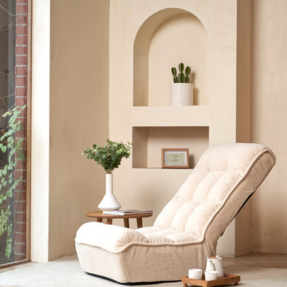 Single Seater Japanese Style Thick Cushioned Lazy Tatami Recliner Sofa- White_6