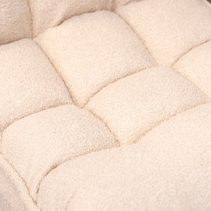 Single Seater Japanese Style Thick Cushioned Lazy Tatami Recliner Sofa- White_10