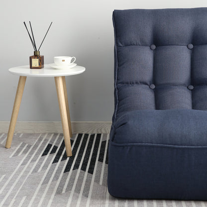 Single Seater Japanese Style Thick Cushioned Lazy Tatami Recliner Sofa- Navy_20