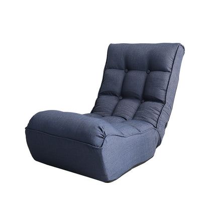 Single Seater Japanese Style Thick Cushioned Lazy Tatami Recliner Sofa- Navy_13