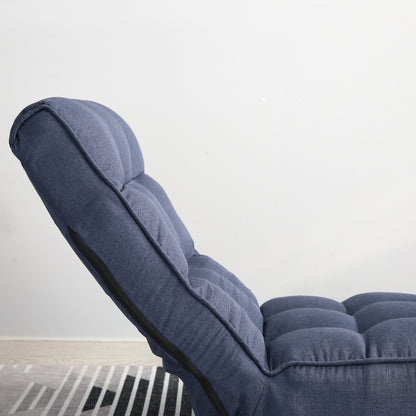 Single Seater Japanese Style Thick Cushioned Lazy Tatami Recliner Sofa- Navy_21