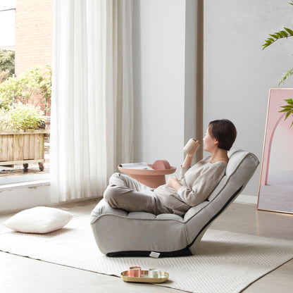 Single Seater Japanese Style Thick Cushioned Lazy Tatami Recliner Sofa- Gray_20