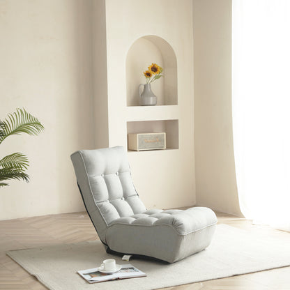 Single Seater Japanese Style Thick Cushioned Lazy Tatami Recliner Sofa- Gray_15