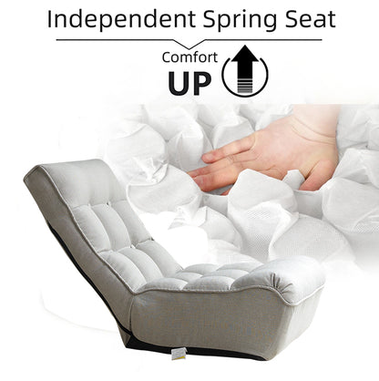 Single Seater Japanese Style Thick Cushioned Lazy Tatami Recliner Sofa- Gray_29