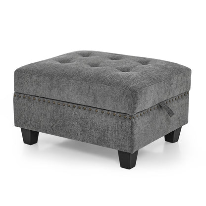 L-Shape Modular Sectional Sofa Couch Reversible Combination Ottoman- Grey_0