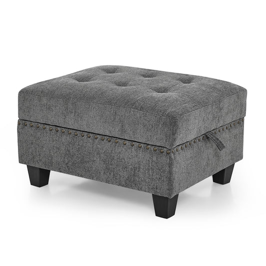 L-Shape Modular Sectional Sofa Couch Reversible Combination Ottoman- Grey_0