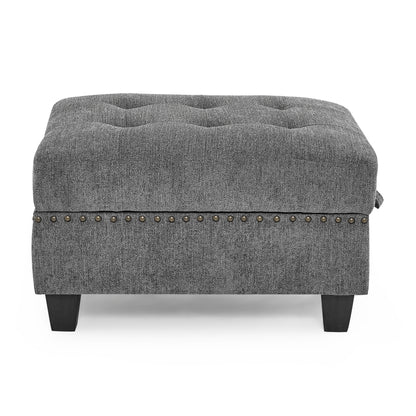 L-Shape Modular Sectional Sofa Couch Reversible Combination Ottoman- Grey_3