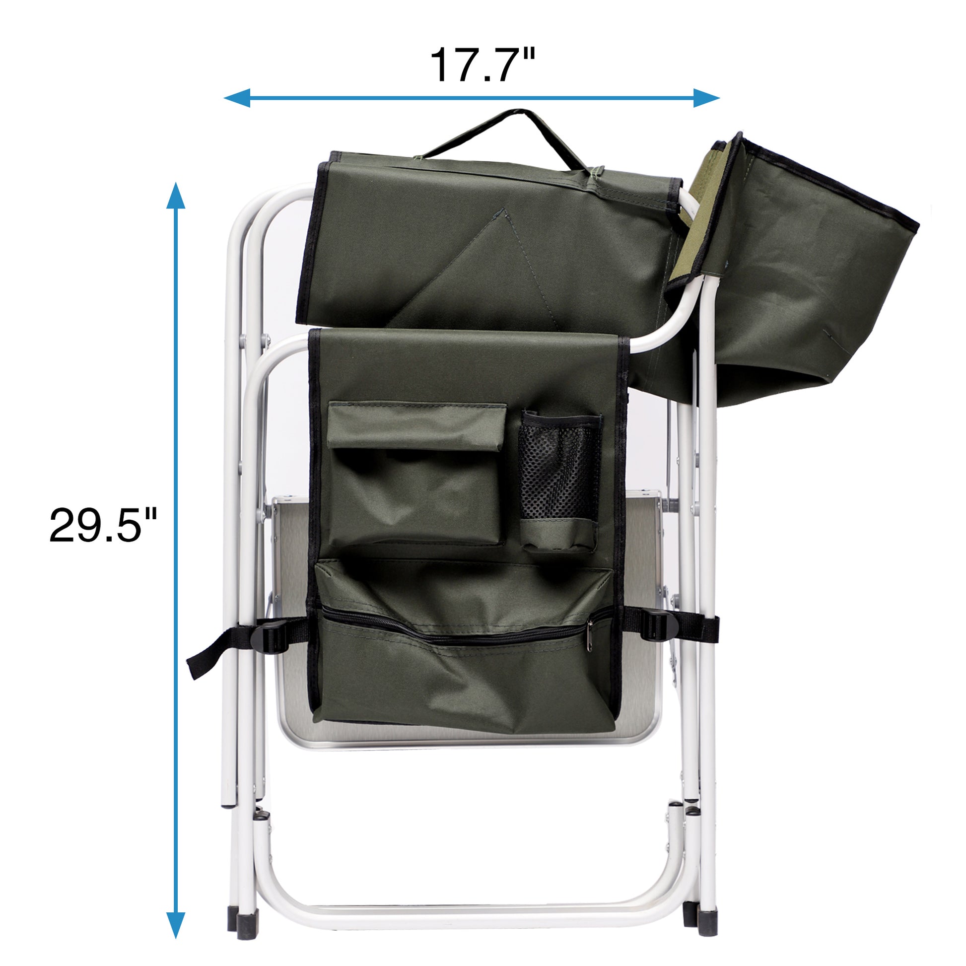 2pcs Padded Folding Outdoor Chair with Pockets Oversized Directors Chair- Green_10