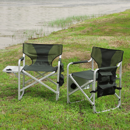 2pcs Padded Folding Outdoor Chair with Pockets Oversized Directors Chair- Green_1