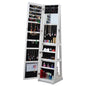 360° Swivel Full-Length Mirror and Lockable Jewelry Cabinet Organizer- White_2