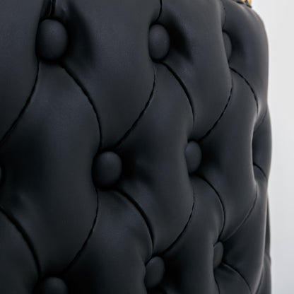 Set of 2 Gold Details Upholstered Whole Back Tufted PU Armless Bar Stools- Black_11