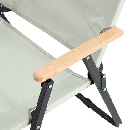 Set of 3 Outdoor Roll up Table and Folding Chair Set Portable Camping Set- Brown+Beige_19