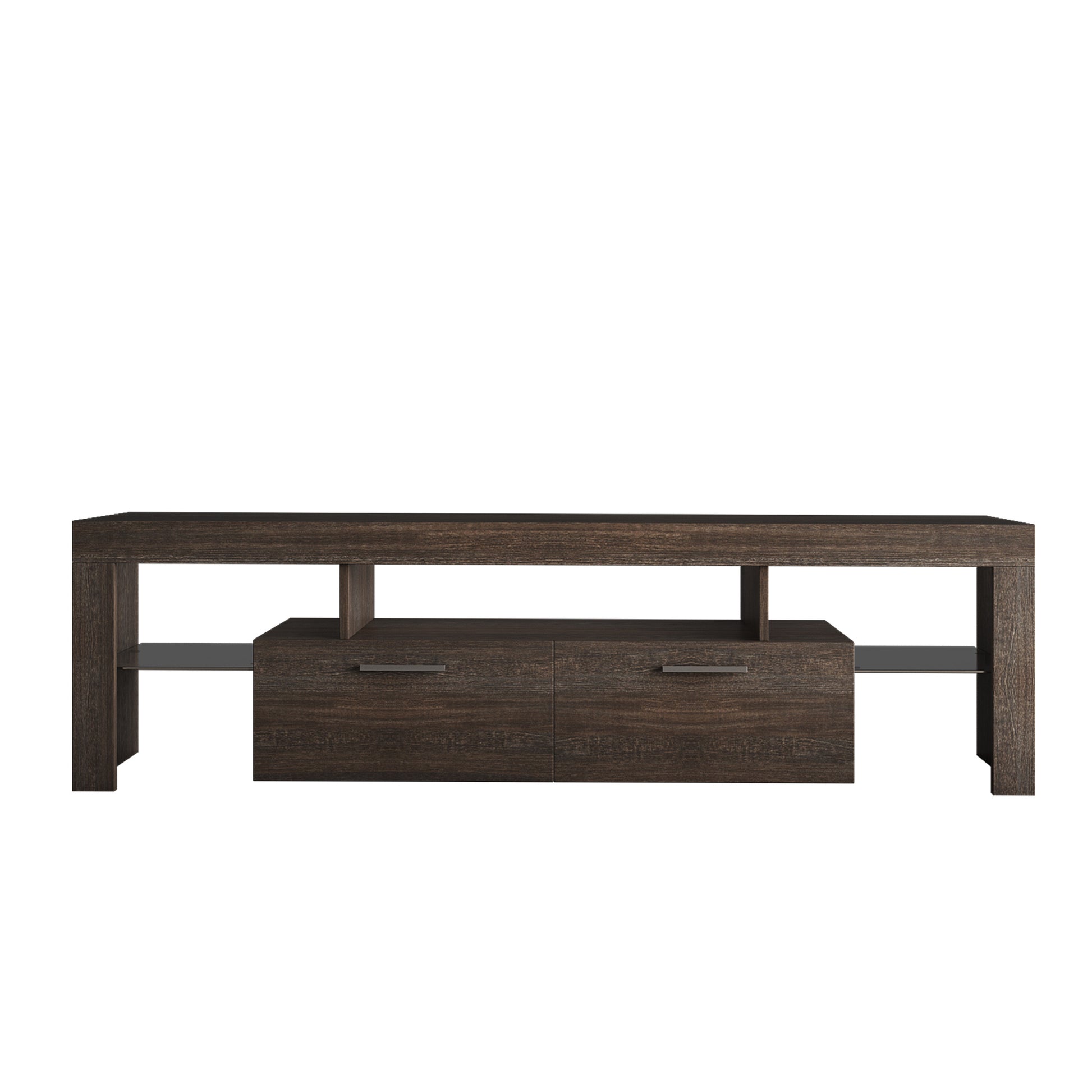 Quick Assembly Modern Television Stand with 16 Colors Remote Controlled LED Light- Brown_5